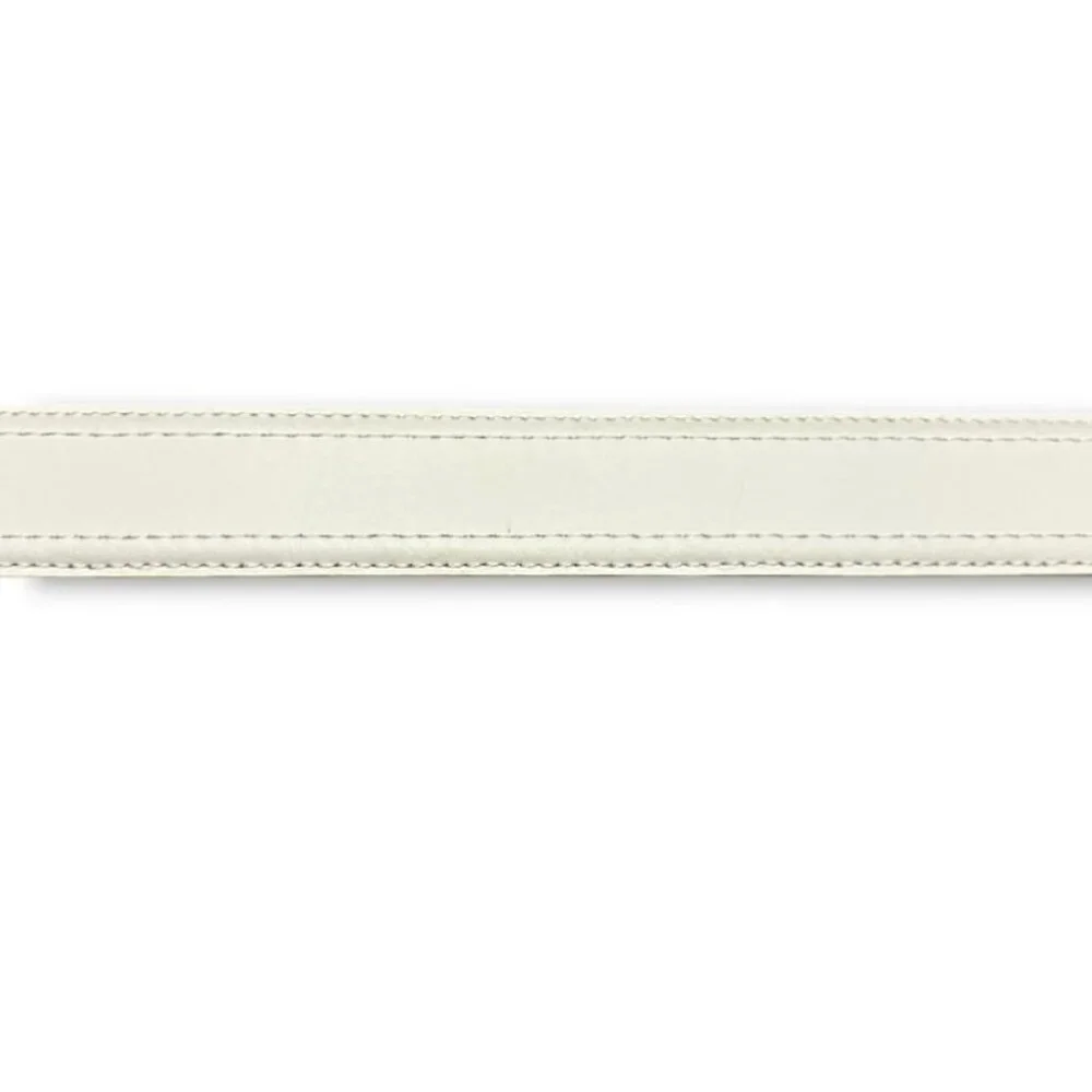 Nike Golf White Leather Belt Men's Size Large/XL Silver Buckle Logo Swoosh